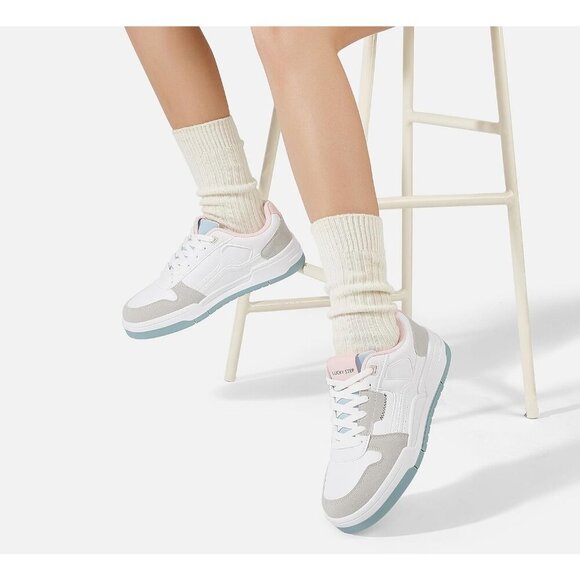 Women's Multicolor Lace Up Fashion Casual Sneakers Low Top Walking Shoes - Picture 5 of 6